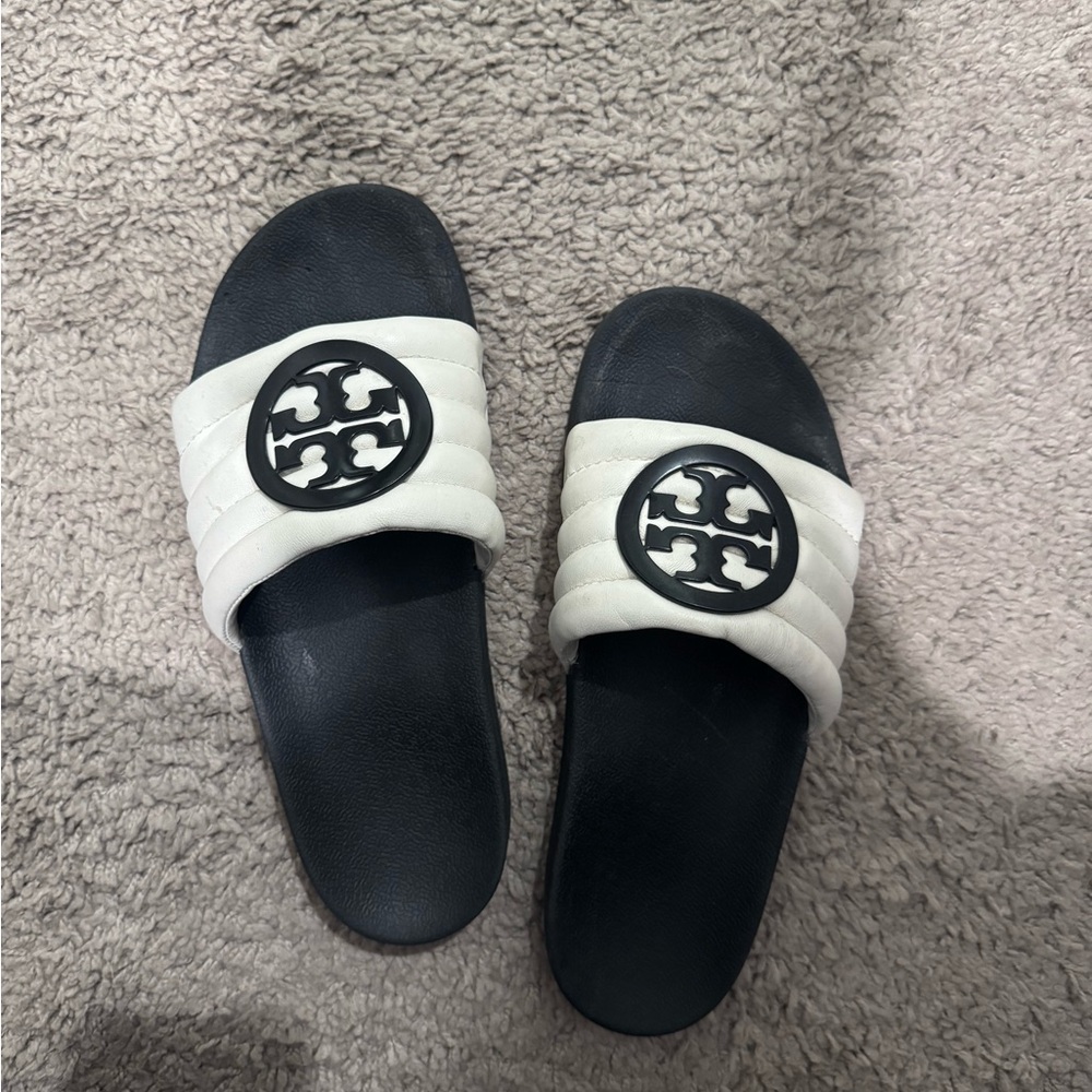 Tory Burch Black and White Slide Sandals